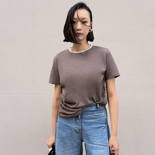 侧腰收褶防晒棉麻T 商品图1