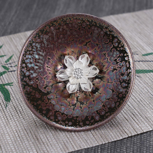 子佩集【娇花照水】S990银摆件【YSYCJ004】茶具品茗杯原创作品茶杯紫花丝莲花2509 商品图5