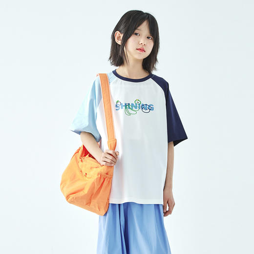 棵初2026年夏季新款亲子中大女童插肩拼色T恤凉感7A抗菌防晒短袖 商品图3