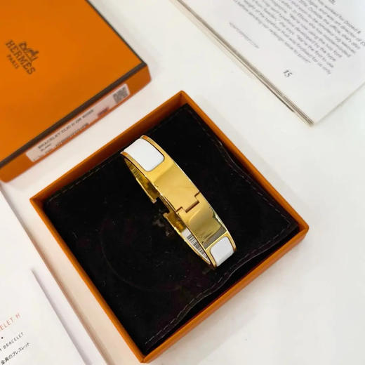 爱马仕 H 白金色 珐琅 手镯 商品图1