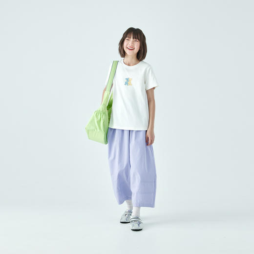 棵初26年夏季新款亲子中大女童萌趣小熊印花T恤棉氨凉感针织短袖 商品图1