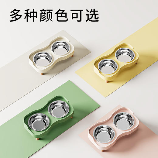 【防漏围栏❗耐摔耐用】猫碗不锈钢双碗狗碗防打翻猫盆食盆保护颈椎防外溅环保PP宠物碗。xa 商品图3