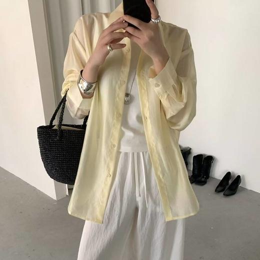 26春夏松弛简约天丝莫兰迪色清爽透气轻薄长袖防晒衬衫上衣25812 商品图4