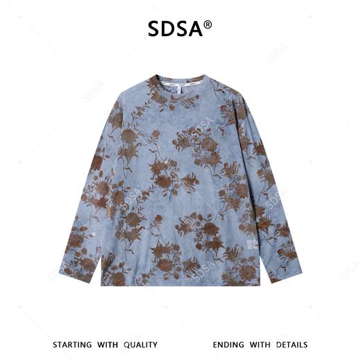 26T131SDSA男装2026新款高贵轻奢简约百搭撞色植绒花卉圆领长袖T恤百搭 商品图1
