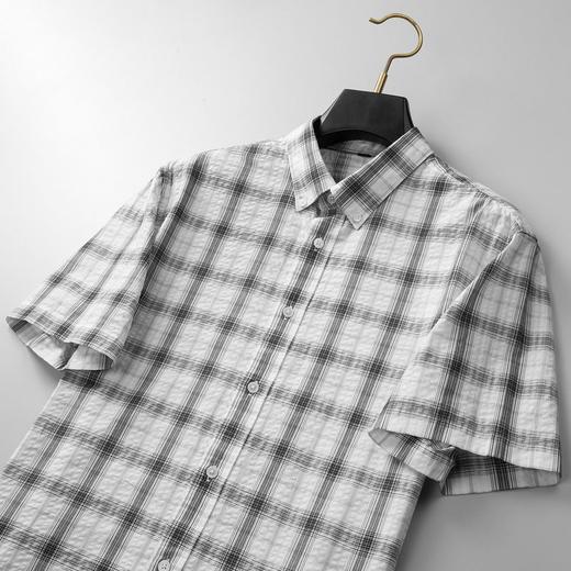 【DM】【纯棉】大依优型大码男装夏季格子短袖衬衫商务休闲百搭上衣T恤 商品图4