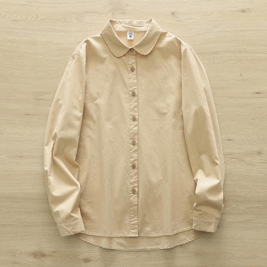 原单货！2026精梳棉纯棉衬衫！女春秋新款圆领长袖百搭文艺打底衬衣！ 商品图4