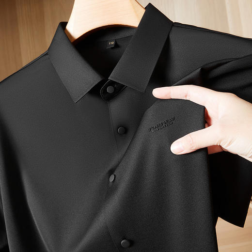 【DKP】【含桑蚕丝】大依优型大码男装夏季冰丝短袖衬衫翻领商务休闲上衣 商品图1