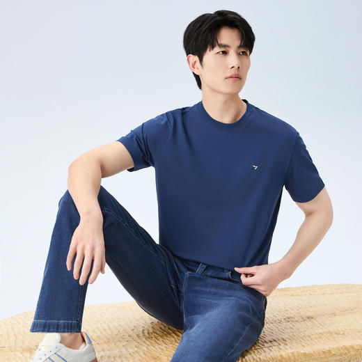 【光盾Sorona】柒牌男装2026夏季圆领新疆棉吸湿速干凉感短袖T恤 130T71930 商品图1