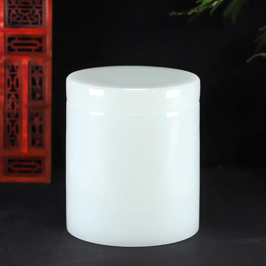 天然玉石白玉净面高端骨灰桶骨灰坛20*20cm 商品图0