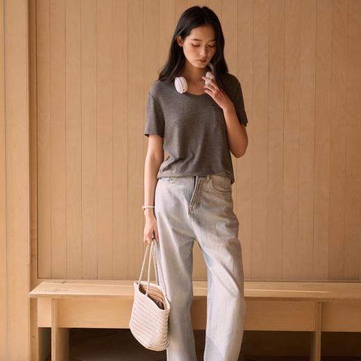 [屁侠推荐]SPLELED 醋酸亚麻口袋T恤 亚麻质感上衣 慵懒感多色打底衫 9981 商品图7