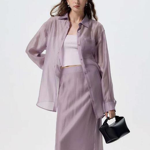 26春夏松弛简约天丝莫兰迪色清爽透气轻薄长袖防晒衬衫上衣25812 商品图2