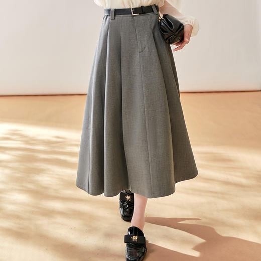 芳外新款简约通勤半身裙显瘦西装高腰A字裙女8T23CI1028 商品图2