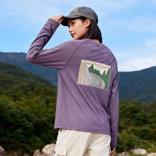 灰壳美利奴羊毛女款速干衣户外徒步登山排汗运动t恤美丽诺印花女长袖（TBZG） 商品图4