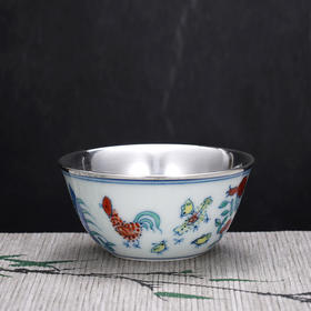 子佩集【鸡鸣富贵】S990银摆件【QF005】茶具品茗杯公鸡茶杯纯银内胆2509