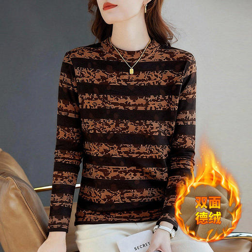 德绒半高领打底衫女冬季新款显瘦遮肚长袖T恤大码宽松内搭上衣胖m 商品图4