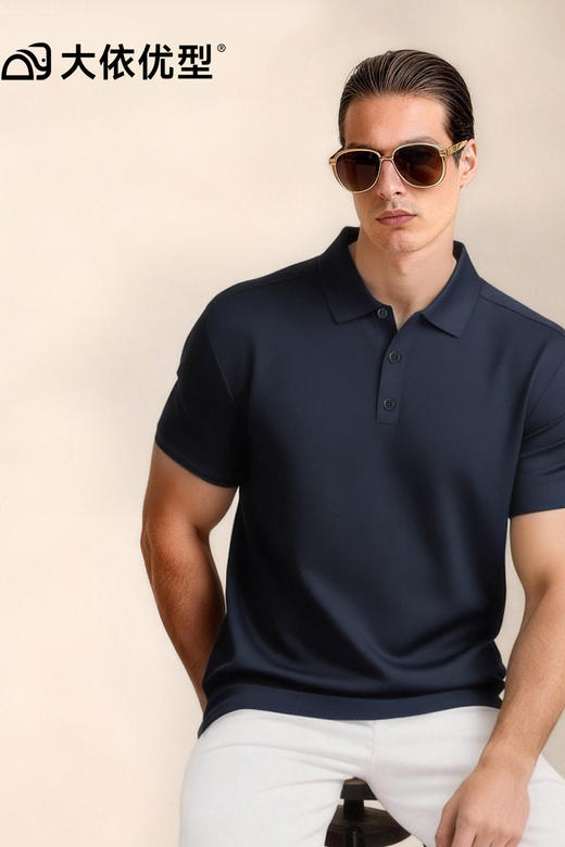 【DKP】【华夫格】大依优型大码男装夏季纯色短袖POLO衫商务休闲多色可选 商品图5