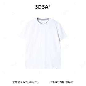 SDSA男装2026新款高贵轻奢简约领口拼接撞色圆领短袖T恤百搭时尚