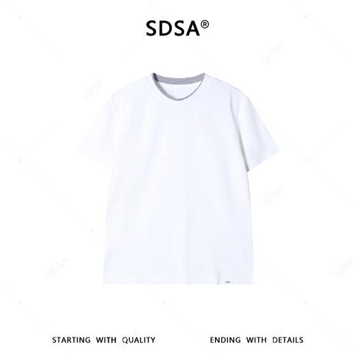 SDSA男装2026新款高贵轻奢简约领口拼接撞色圆领短袖T恤百搭时尚 商品图0