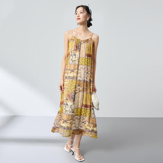 100%桑蚕丝波西米亚度假真丝裙，吊带显瘦民族风连衣SM-1682591631 商品图2