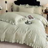 超柔全棉棉麻四件套纯棉公主荷花边刺绣被套亲肤裸睡床单款床上用品G117800041 商品缩略图1