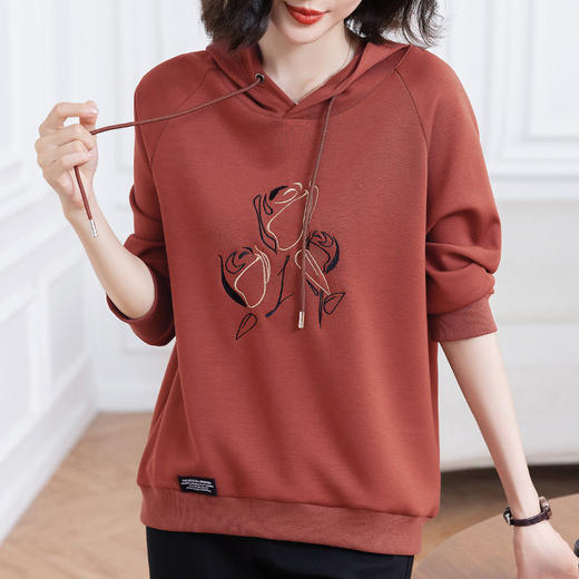 大码卫衣女春秋薄款2026年新款爆款胖mm女装中年妈妈女士连帽上衣 商品图3