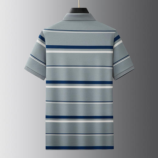 【DKP】大依优型大码男装夏季条纹短袖POLO衫商务休闲中老年棉质上衣T恤 商品图4