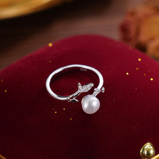 子佩集【叶柔】S925银珍珠戒指【JL071203】珍珠叶子锆石2509 商品图5