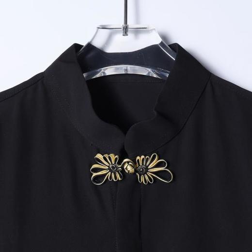 SDSA男装2026新款高贵轻奢新中式简约金纹盘扣立领长袖衬衫百搭 商品图1