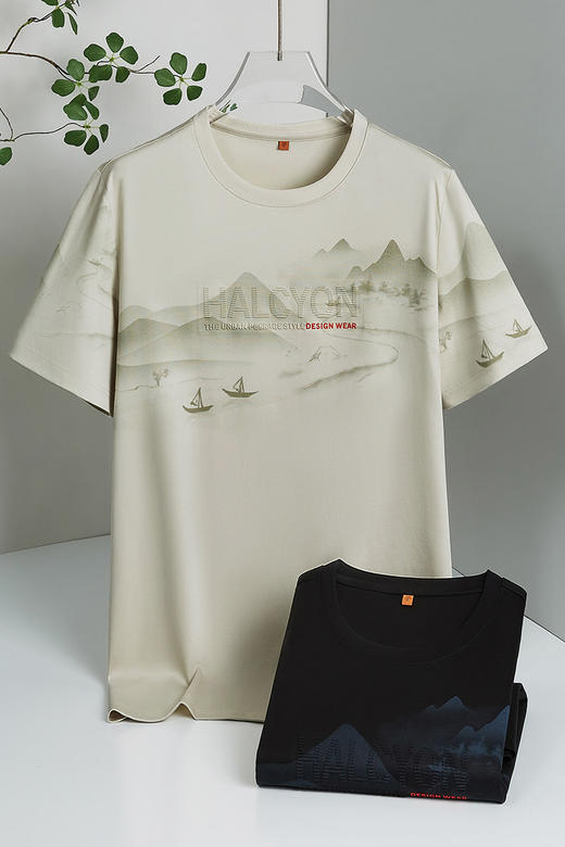 【DWP】大依优型大码男装夏季圆领短袖潮流休闲运动百搭圆领短袖T恤上衣 商品图5