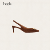 heelz设计师手工鞋履 ｜步步留心兰花扣羊反绒Sling-back 6公分 商品缩略图0