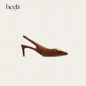 heelz设计师手工鞋履 ｜步步留心兰花扣羊反绒Sling-back 6公分