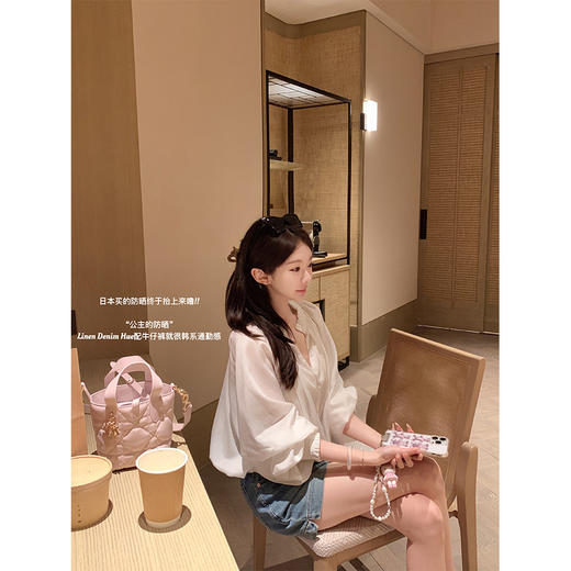 金蘑菇菇 公主的防晒 / 天丝亚麻防晒衬衫与牛仔小短裤 商品图6