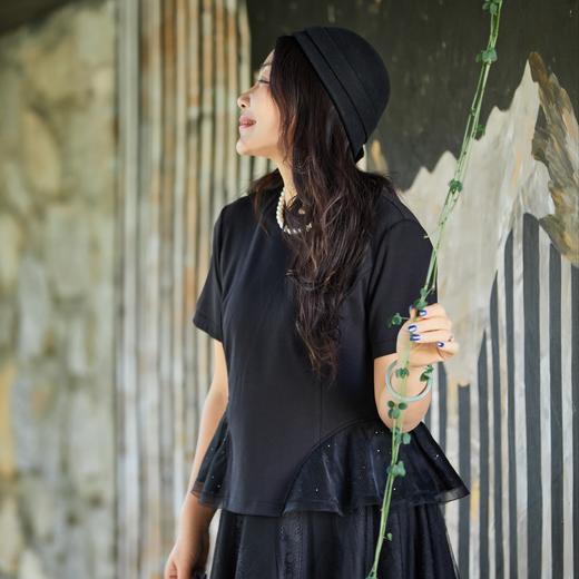 【林栖设计小店】凉风荷语|手钩贝壳牌多色桑蚕丝蕾丝飞片2026夏新款T恤1962184 商品图4