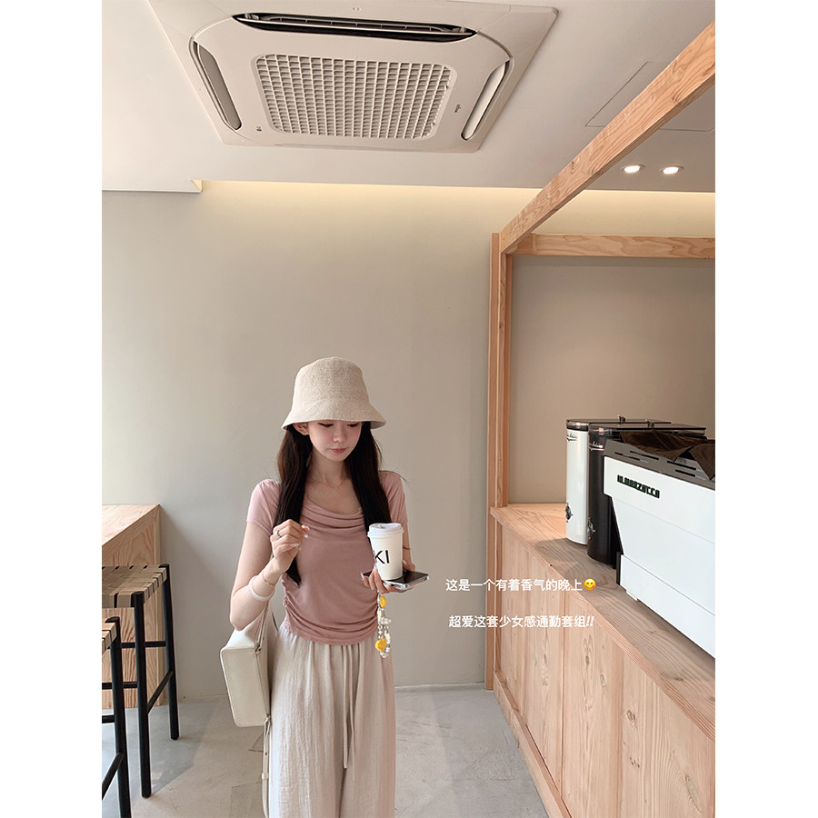 金蘑菇菇 这是一个有着香气的晚上 少女感通勤荡领/背后可收腰t