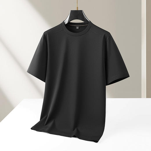 【DKP】【莫代尔+绵羊毛】大依优型大码男装螺纹领纯色短袖运动休闲T恤上衣 商品图1