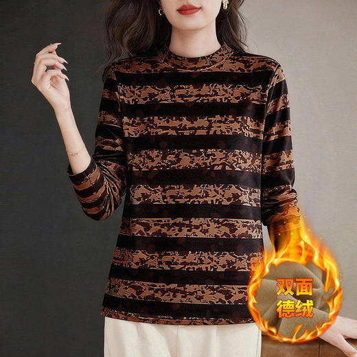 德绒半高领打底衫女冬季新款显瘦遮肚长袖T恤大码宽松内搭上衣胖m 商品图2