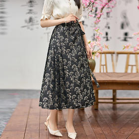 米思阳新款时尚碎花显瘦复古半身裙女5T24AI1202