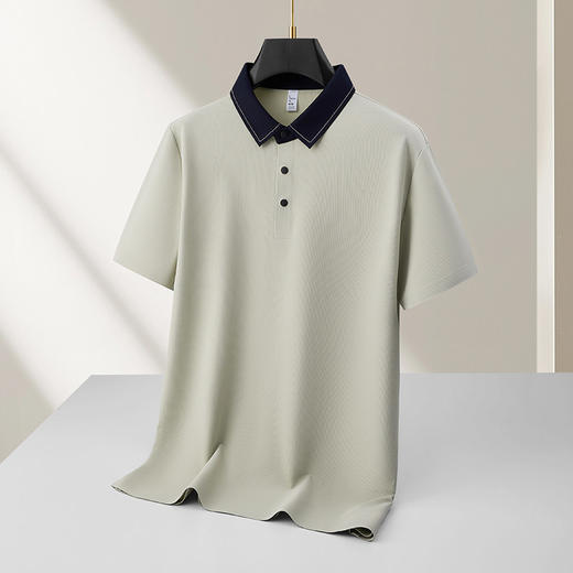 【DKP】大依优型大码男装夏季冰丝短袖POLO衫撞色商务休闲短袖上衣T恤 商品图2