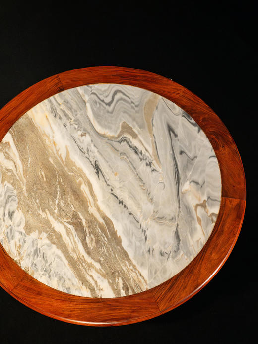 二十世纪	红木嵌云石透雕拐子纹百灵台 商品图2