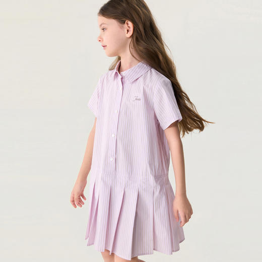 马克珍妮Miu系学院女童条纹衬衫裙2026年夏装新款560867 商品图2
