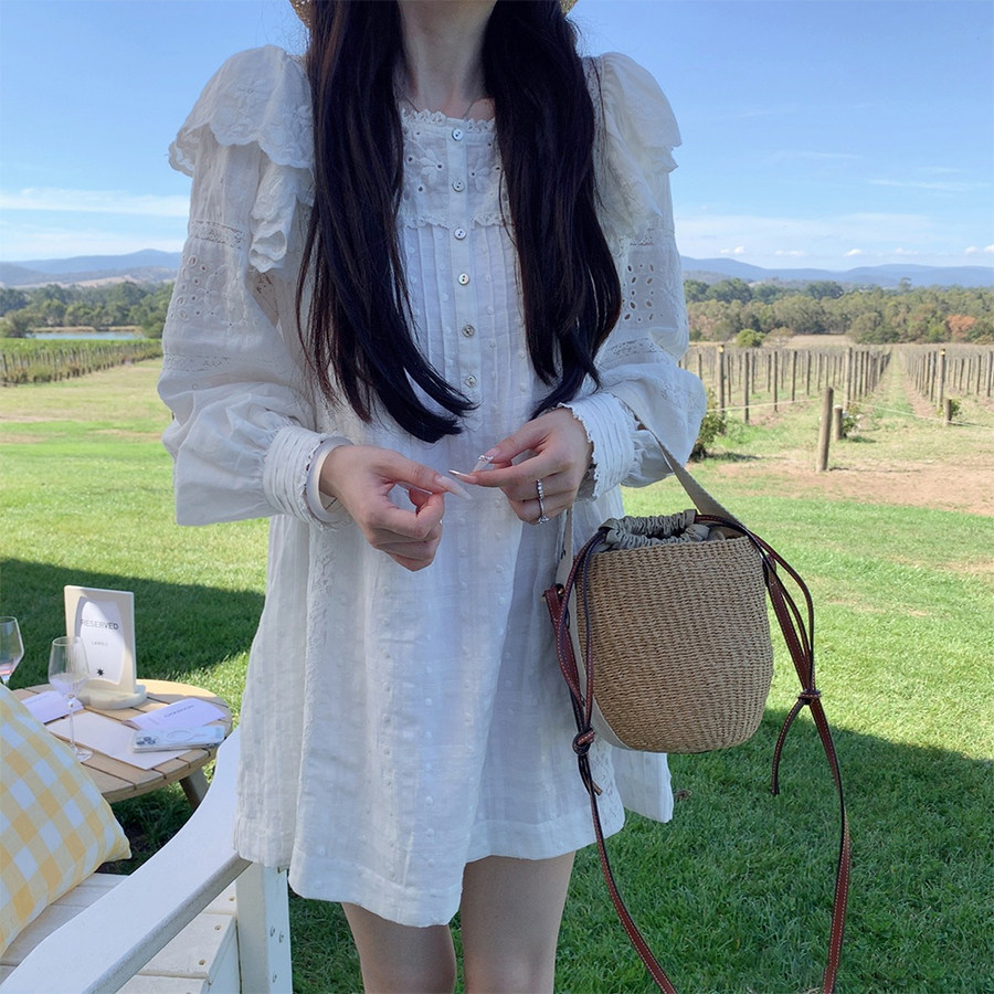 金蘑菇菇 Conte d’ete 凯瑟琳的衣橱 / 100棉 夏日氛围感小白裙