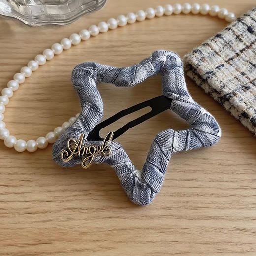 简约格纹星星字母边夹发夹-纪念日百货门店同款169648187 商品图3