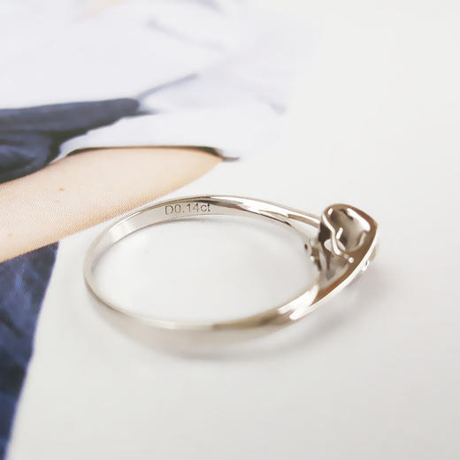 【天然正品】AU750白金简约时尚0.14克拉钻石戒指15号（戒圈可改）251225TJ04 商品图7