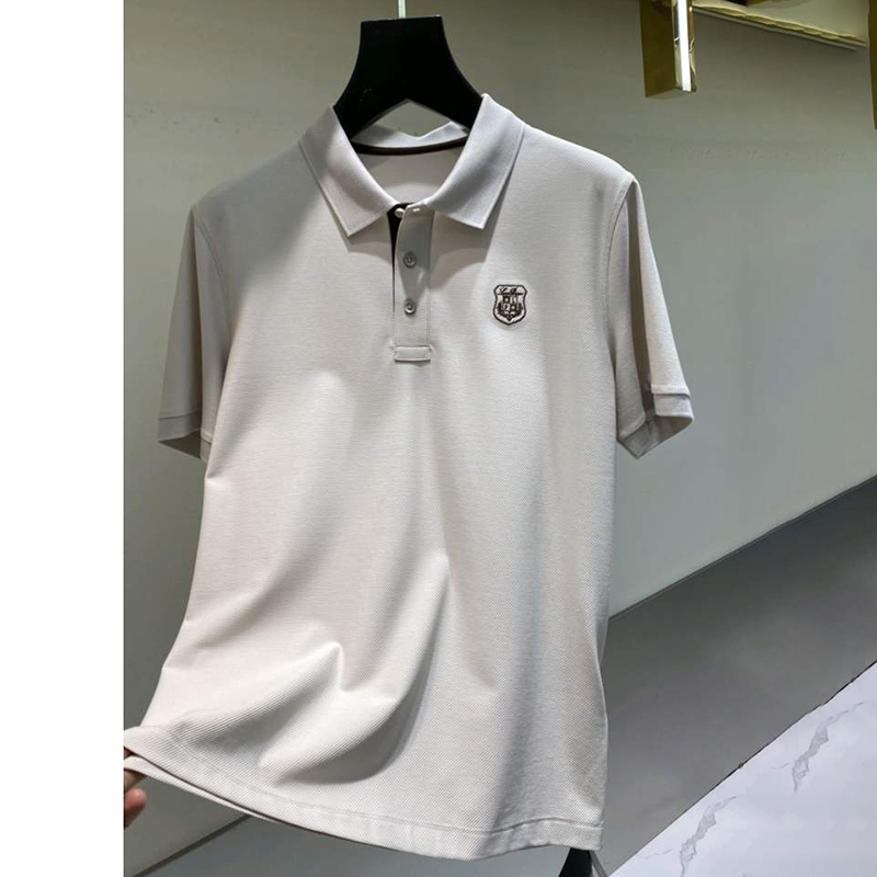 天丝+棉透气网格夏季新款质感翻领休闲短袖polo衫上衣   YH-60119