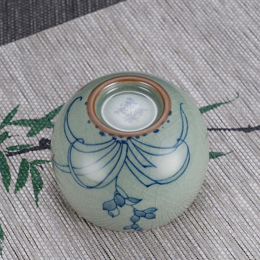 子佩集S990【幽兰芳华】摆件【SR002】纯银茶具冰裂纹梅兰竹菊茶杯-金鱼景德镇手绘2508 商品图4