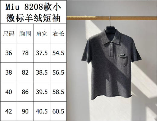 314-4 独家圆正 miu小徽标 羊绒 polo领 短袖针织 我穿42 商品图1