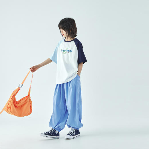 棵初2026年夏季新款亲子中大女童插肩拼色T恤凉感7A抗菌防晒短袖 商品图4