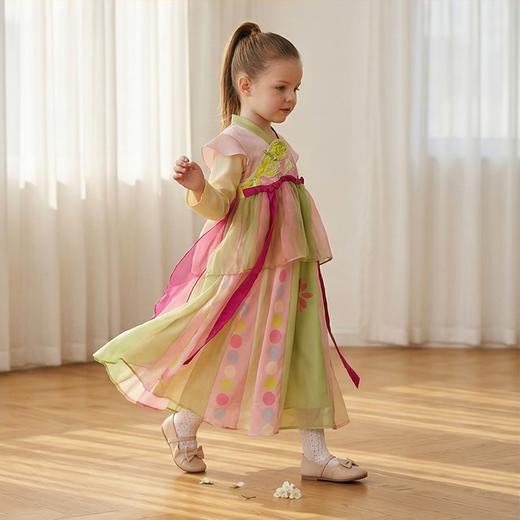 年衣童装汉服裙女童25年秋季新款中式国风改良汉服长袖连衣裙礼服花火虹心汉服裙N1253401D02 商品图2