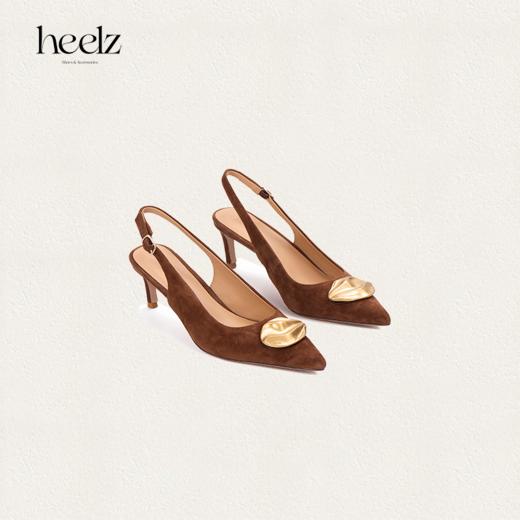 heelz设计师手工鞋履 ｜步步留心兰花扣羊反绒Sling-back 6公分 商品图2
