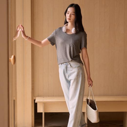 [屁侠推荐]SPLELED 醋酸亚麻口袋T恤 亚麻质感上衣 慵懒感多色打底衫 9981 商品图8